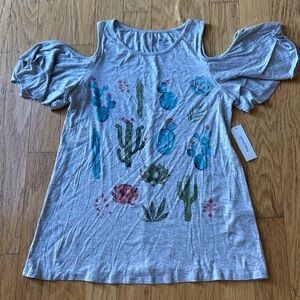 Alya open shoulder succulent gray top nwt